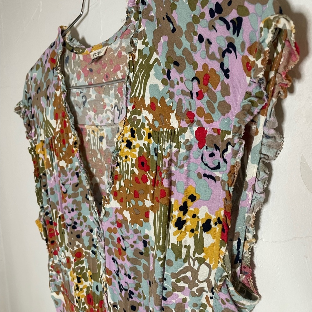 Fossil Vibrant Floral Print Bias Cut Midi Dress​ - Picture 4 of 8